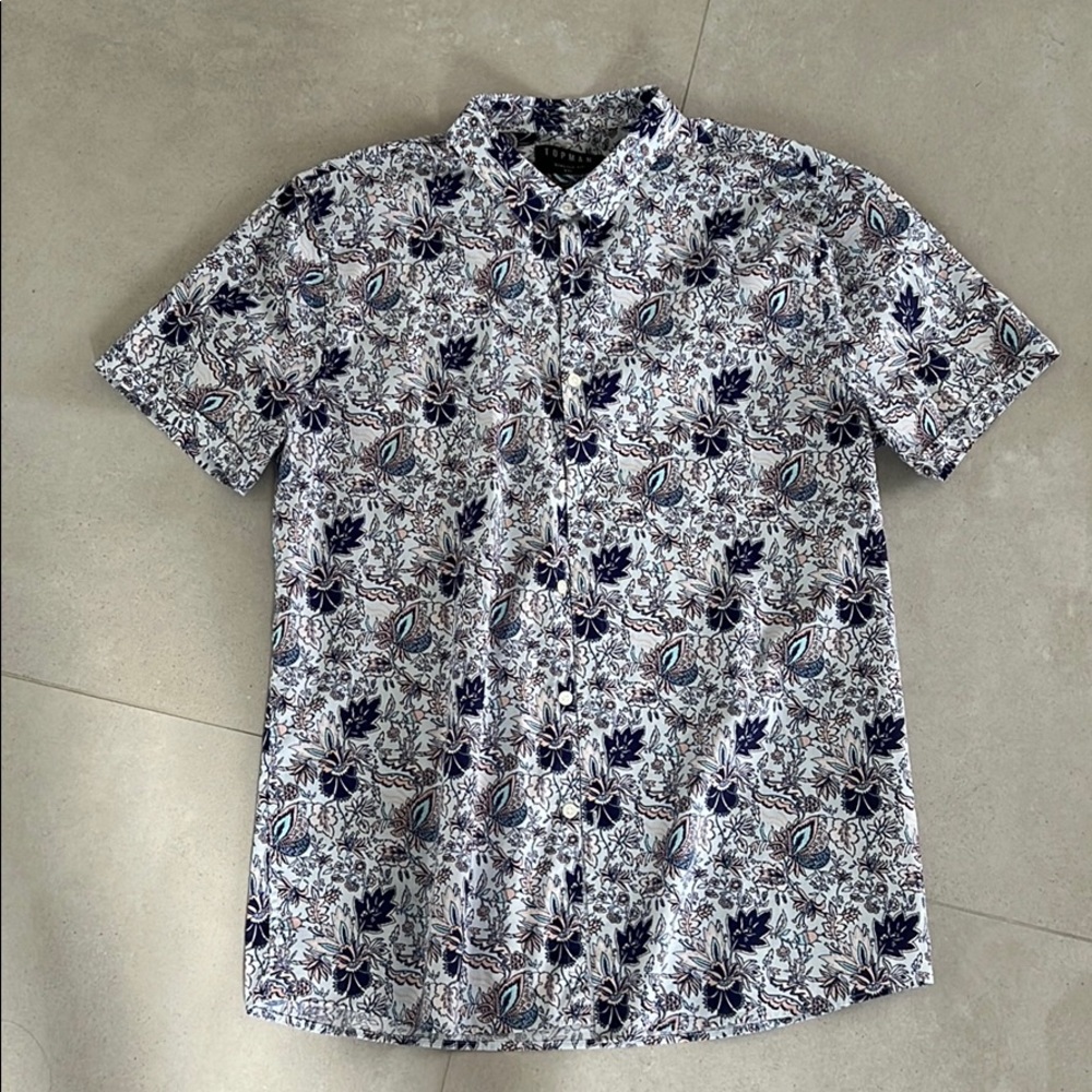 Mens button down short sleeve slim fit